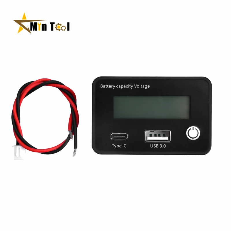 DC8-30V USB Type-C Lead Acid Lithium Battery Charge Capacity Indicator Car Motorcycle Digital Voltmeter Tester Meter Tool