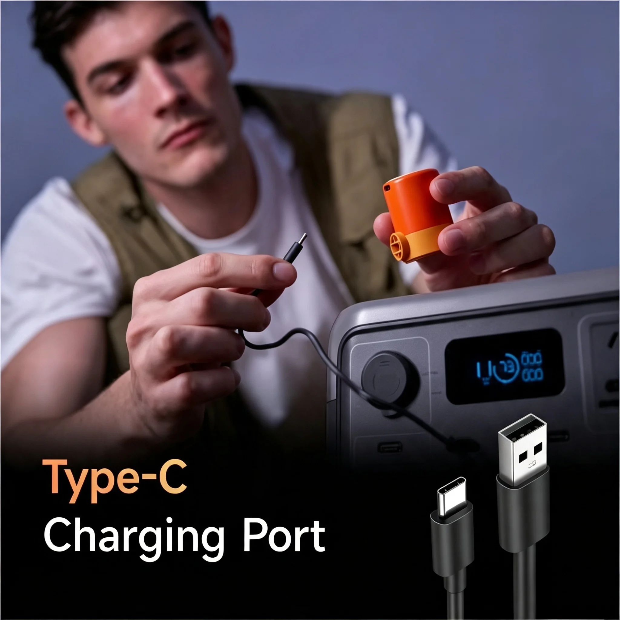 Mini Tragbarer Luftkompressor mit LED-Licht Typ-C Wiederaufladbare Leichtgewichtige Pumpe für Outdoor-Camping – Detail 18