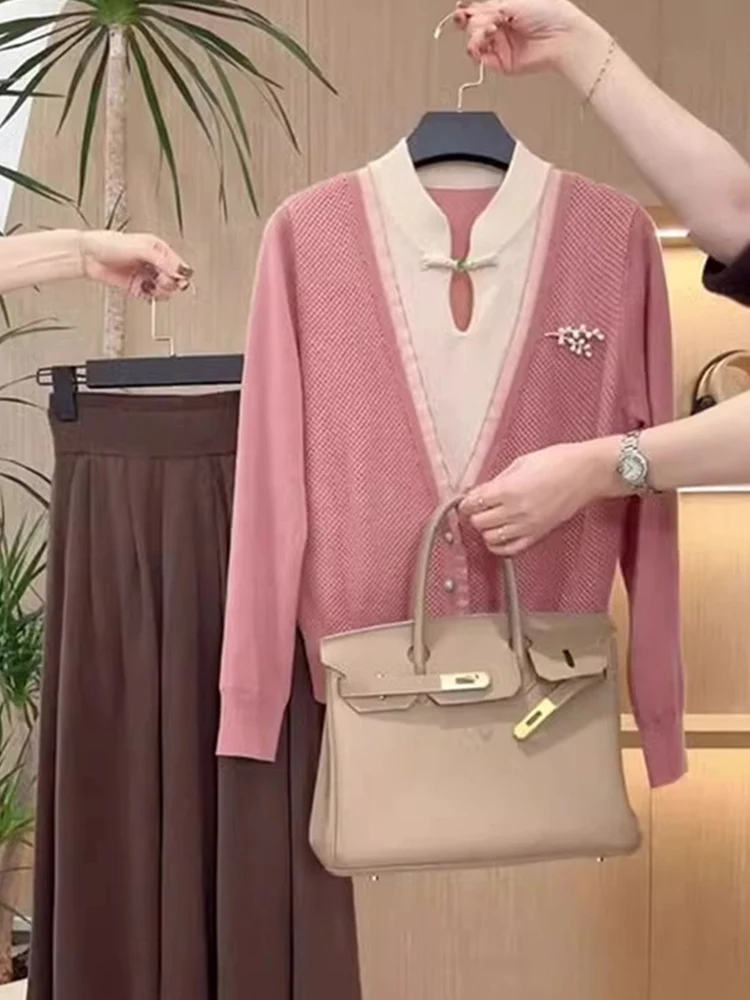 

Модный высококачественный шерстяной вязаный свитер, осенний легкий, роскошный, удобный, утягивающий длинный свитер свека, цвет Blo Tw...