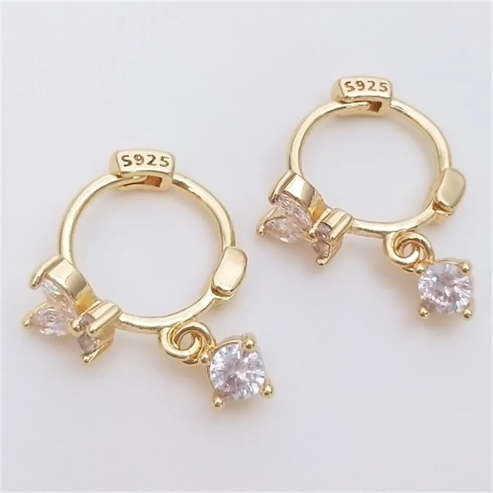 

14K Gold-plated Zircon Butterfly Earrings New Fashion Temperament Earrings S925 Steel Seal Earrings E106