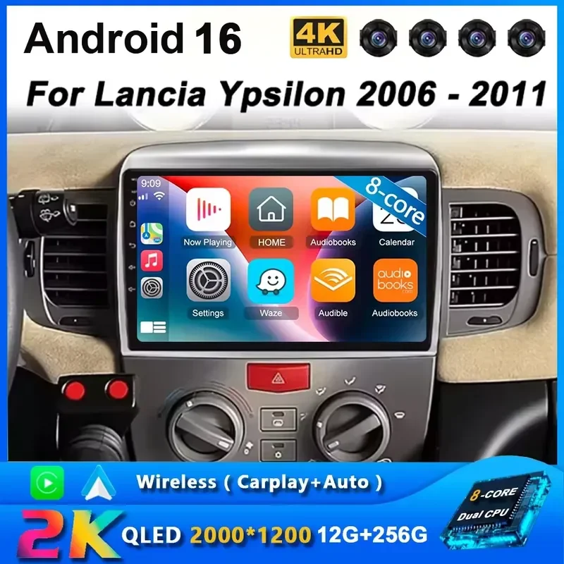 Android 16 Car Radio for Lancia Ypsilon 2006-2011 GPS Navigation WiFi BT Touch Screen Auto Stereo Multimedia Player Head Unit