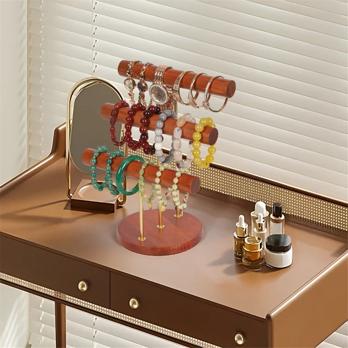 

ELBA_Solid Wood Large Jewelry Rack 3 Tiers Bracelet Display Rack Bracelet Watch Rack Jewelry Storage Rack for Girls Storage