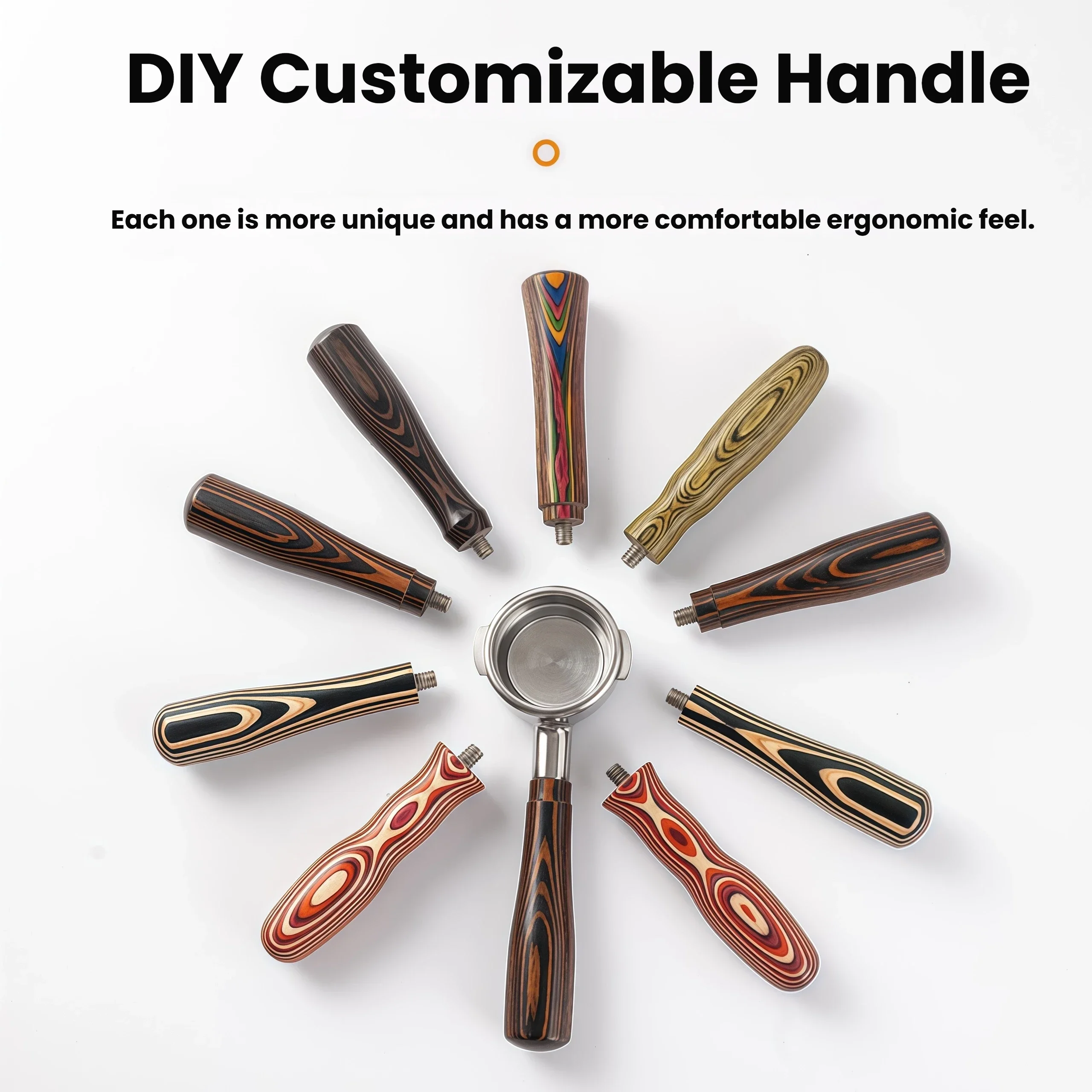 M10 threaded interface color wood splicing coffee machine solid wood handle barista handle replacement and modification accessor