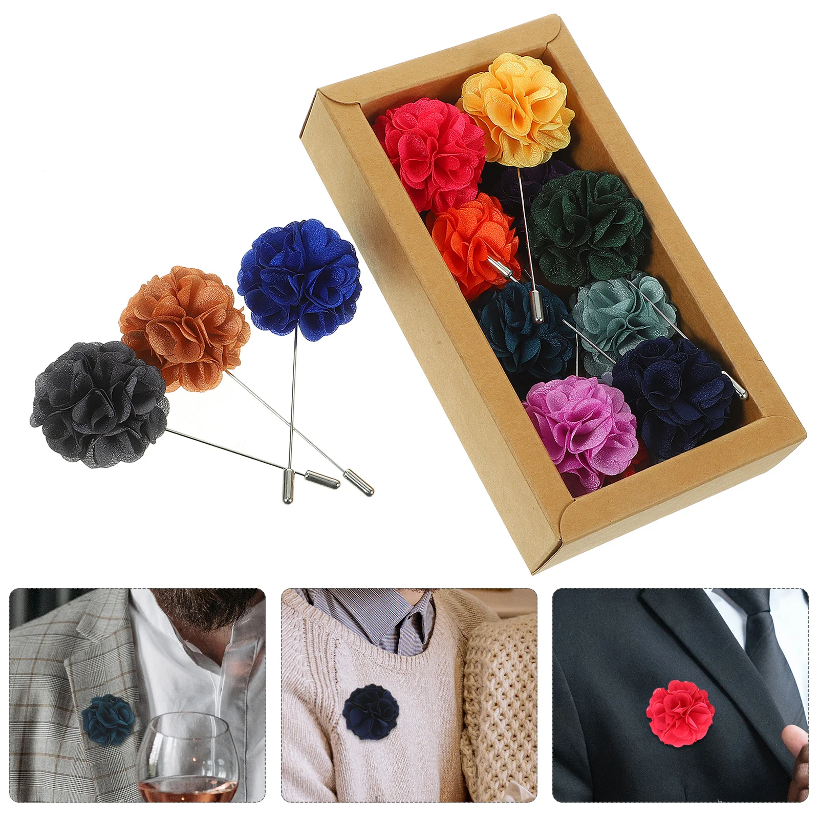 

16Pcs Men Suit Brooch Elegant Flower Modeling Brooch Lapel Pin Collar Corsage Men Accessory Lapel Corsage Decor