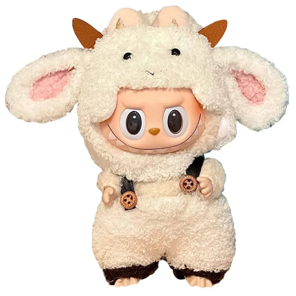 

Wool doll clothes, lamb overalls suit, suitable for 17 cm labubu first and second generation doll toys and accessories.