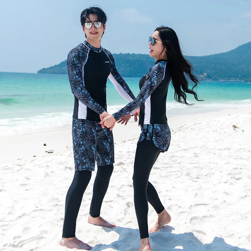 Full Body Women's 5pcs/set Long Sleeve Rash Guard Bathing Suit Zip Front Athletic Shirt Swimsuits Rashguards Wetsuit