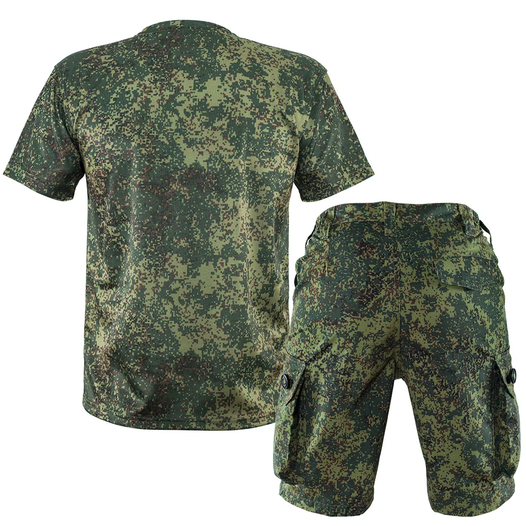 Mege-Conjunto de camiseta curta tática e shorts masculinos, uniforme para trabalho e caminhada ao ar livre, roupa de verão