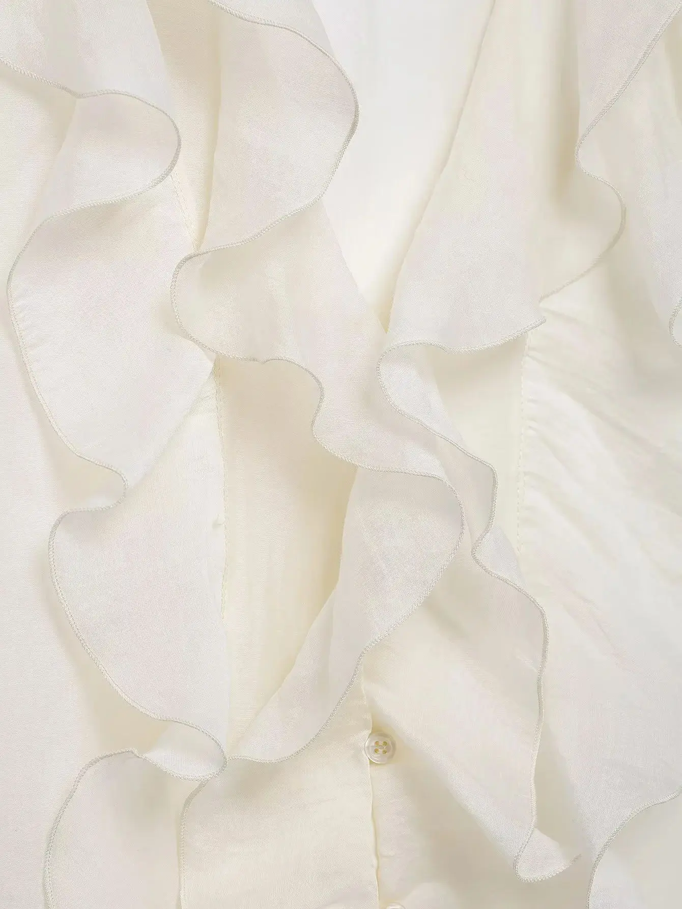 HH Damen Elegante Dünne Einfarbige Sommer-Bluse mit Rüschen, V-Ausschnitt und Puffärmeln, Lässige Damenbluse für Frühling 2026 und Abschlussfeier – Detail 11