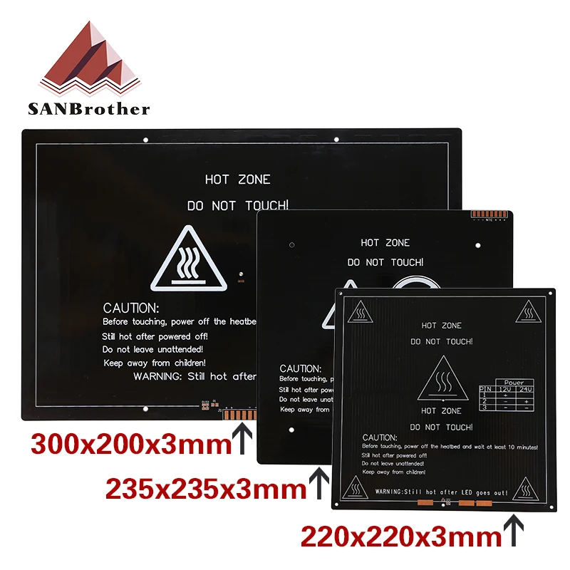 

Upgrade MK3 Heatbed More 220x220/300x200/235x235mm 12V/24V Upgraded Aluminum Heated Bed Hotbed for 3D Printer Parts Impressora