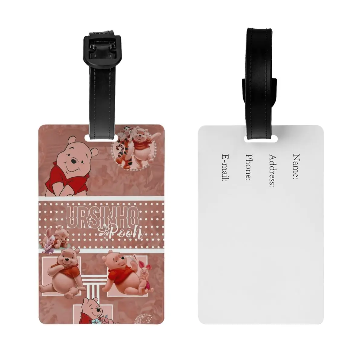 Winnie The Pooh Luggage Tag With Name Card Cartoon Privacy Cover ID Label for Travel Suitcase