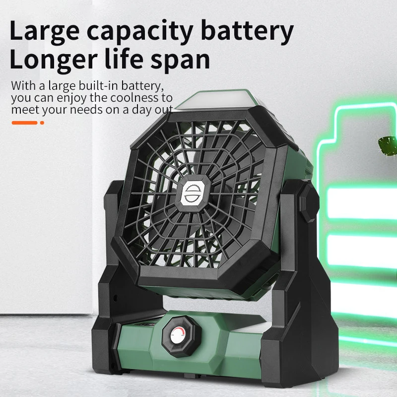 7800 mA high-capacity battery LED lighting outdoor fan infinitely adjustable speed fan portable large wind power charging fan