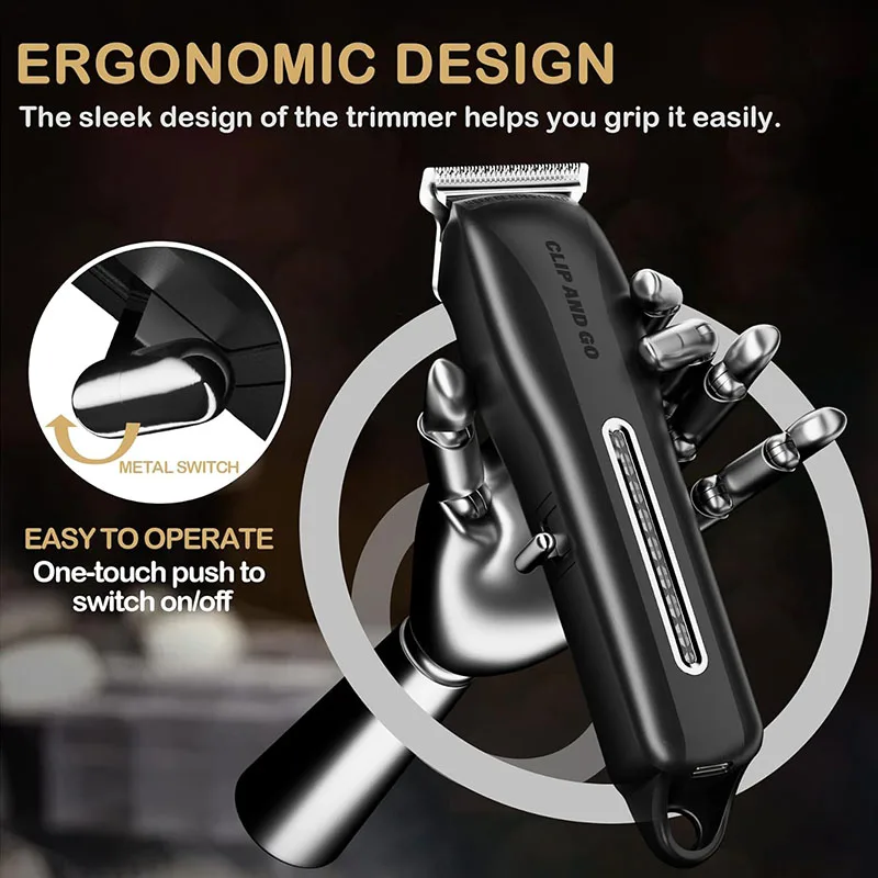 Elétrica recarregável cabelo Clipper para homens, cabelo ajustável máquina de corte, aparador sem fio, Clippers profissionais