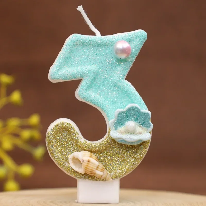 Digital Birthday Candles Beach Ocean Birthday Cake Party Decorative Candles Yearly