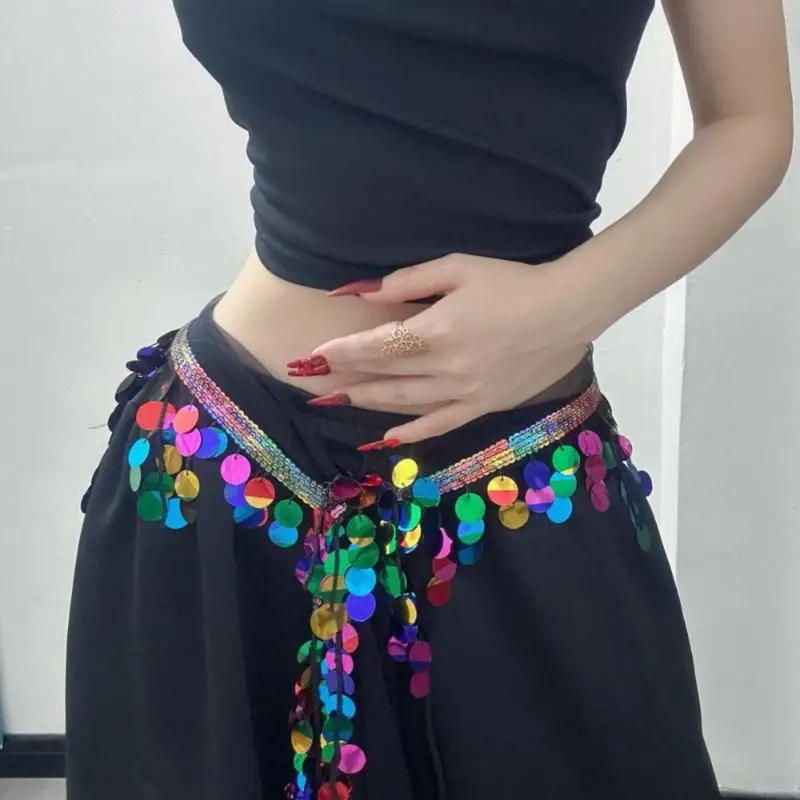 [YU]Fashion Sequins Tassels Waist Chain For Women Girls Belly Dancing Jazz Dance Hip Hop Belt Waist Accessories