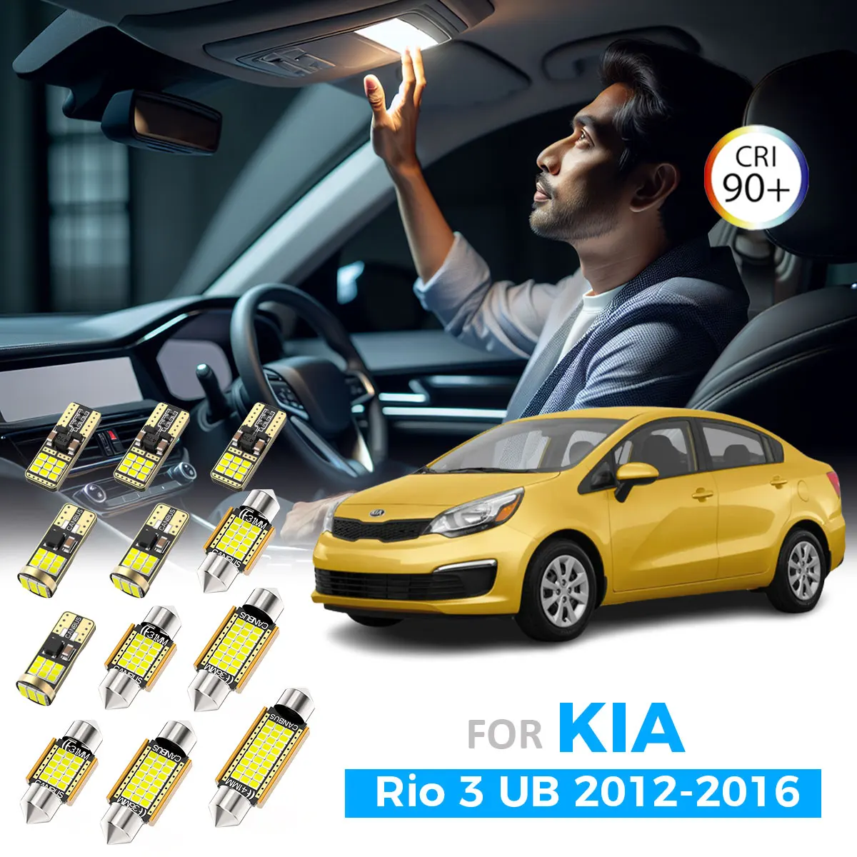 AENVTOL 12Pcs For Kia Rio 3 MK3 UB 2012 2013 2014 2015 2016 LED Interior Light License Plate Bulb Kit Trunk Lamp Canbus No Error