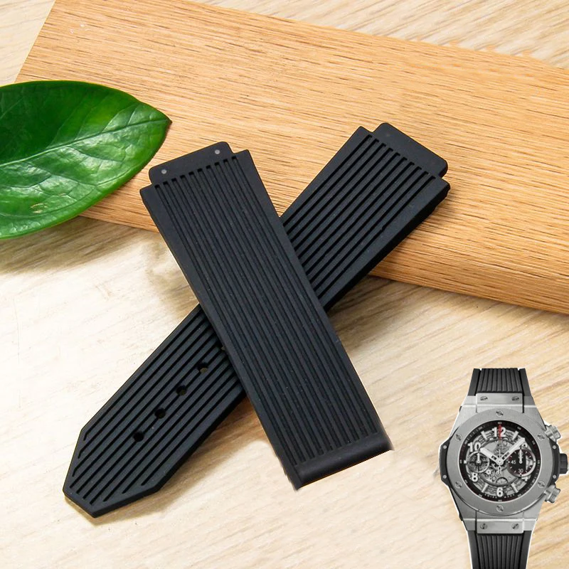 حزام ساعة من المطاط السيليكوني لساعة Hublot BIG BANG باللون الأسود والأزرق للرجال أداة مقاومة للماء وسوار مقاوم للعرق 26-19 مللي متر