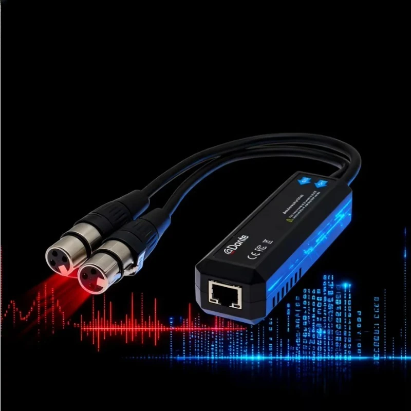 2Ch Analog Input Dongle 24-bit 96kHz PoE XLR Video Data Transmission for Professional Audio Microphone Mixer
