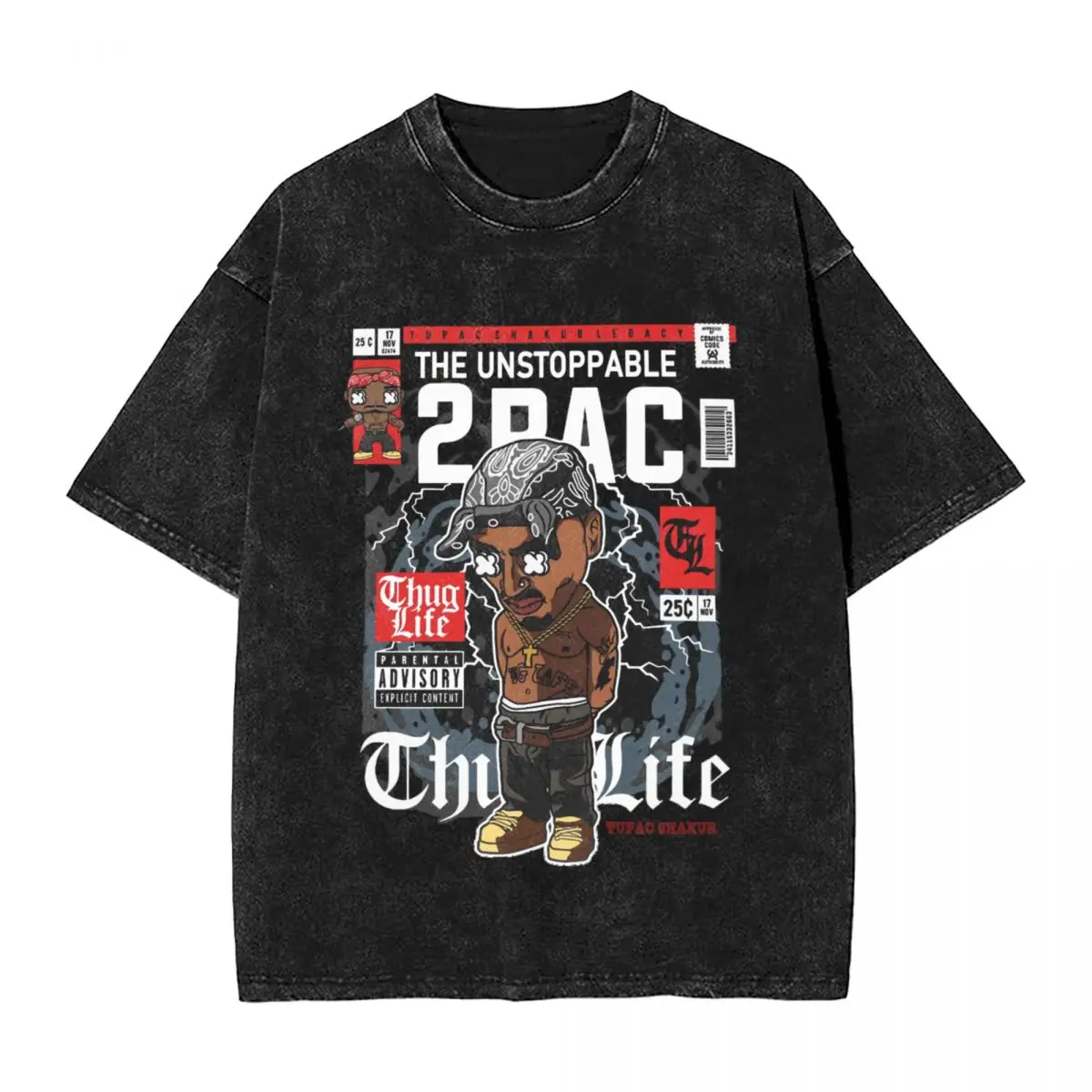 

Harajuku Cotton Tshirt Men Short Sleeve Tees Rapper Tupac Summer Cotton Loose Washed Tops T-Shirt Oversized Tee Shirt