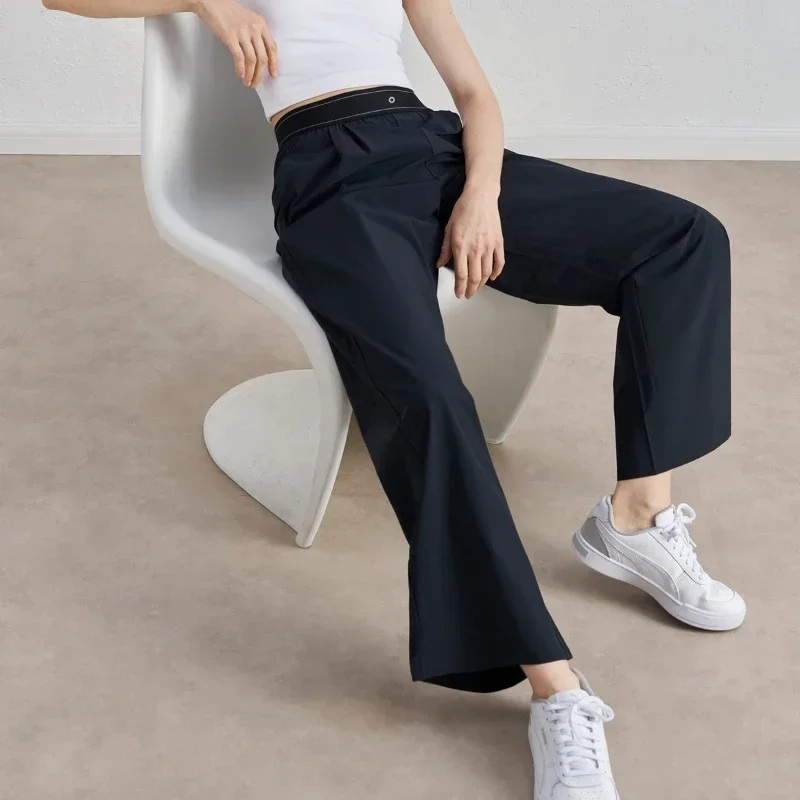 

Women Casual Suit Wide Leg Pants Solid High Waist Yoga Wide Leg Pants Loose Soft Fashion Blue Black Sports Workout Trousers