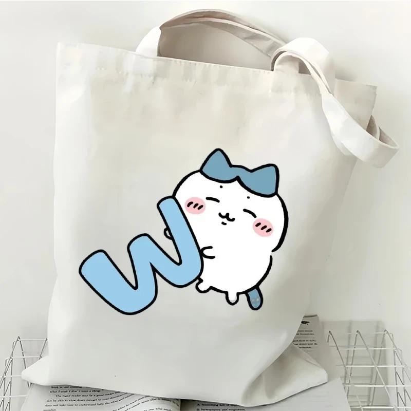 

Аниме мультфильм Hachiware узор большая сумка A-Z письмо Kawaii повседневные холщовые сумки для покупок для девочек и мальчиков портативная сумка на плечо