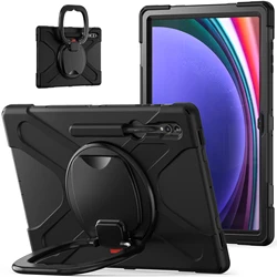 For Samsung Galaxy Tab S8 Ultra 2022 S9 Ultra 2023 14.6 inch Full Body Shock Proof Rotation Hand Ring Strap Stand Tablet Cover