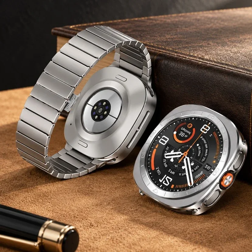 Metal Band+Case for Samsung Galaxy Watch Ultra 2 47mm Stainless Steel No Gap Strap Hard Drop-Resistant Hollow Cover