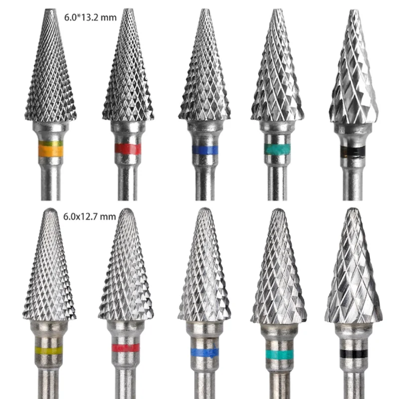 Wolfraamstaal nagellak hoofd conische ronde platte kop nagelreparatie accessoires gereedschap verwijderen nagel patch manicure polijstkop