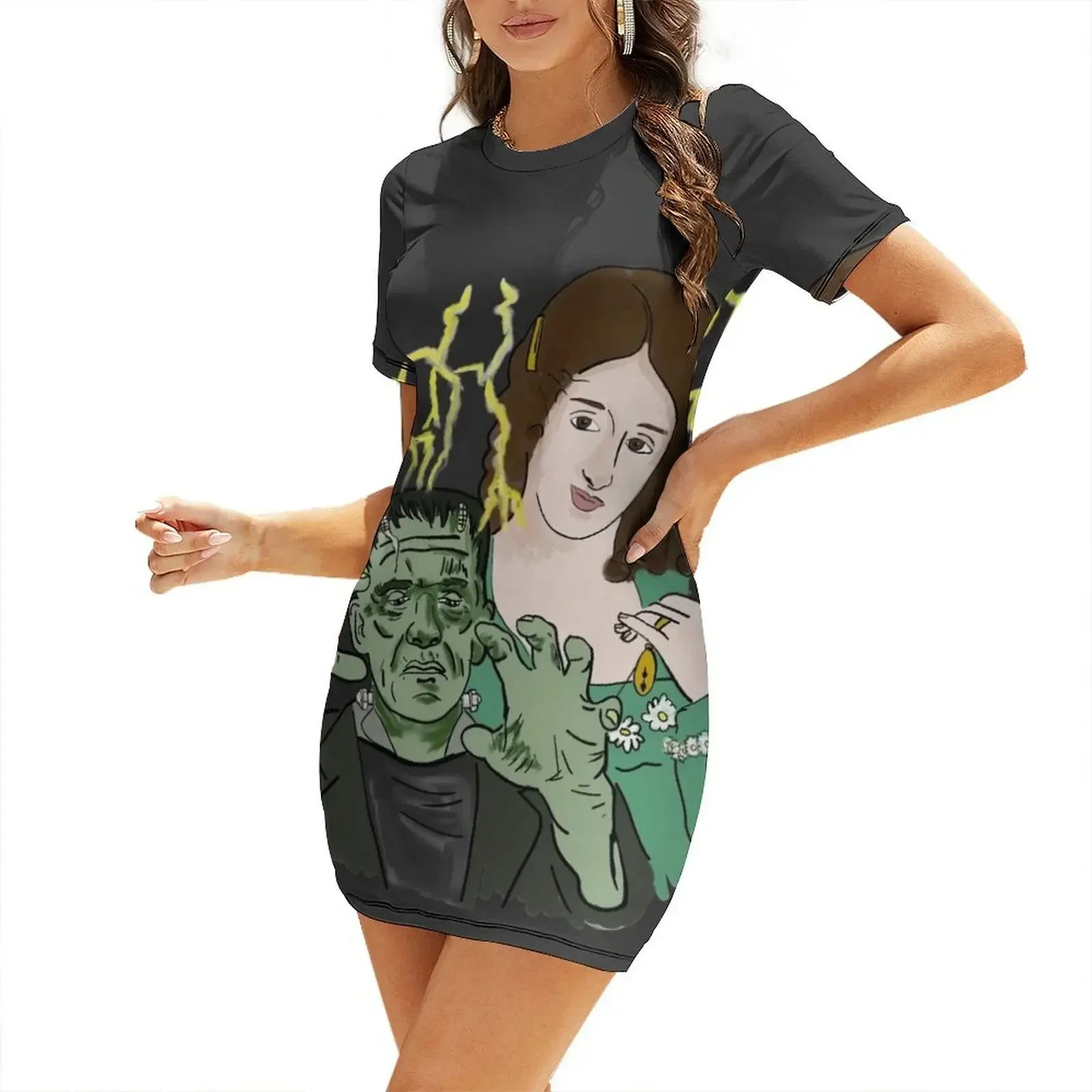 El auténtico Dr. Frankenstein - Mary Shelley Vestido sexy de manga corta para mujer Vestido de verano para mujer