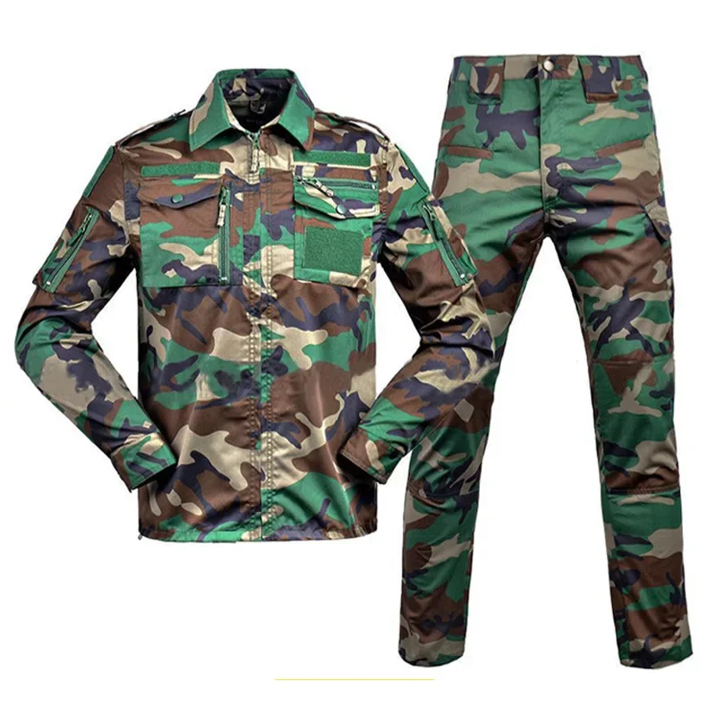 

Tactical Shirt Pants BDU Set Camo Outdoor Sports Training Hiking Hunting Clothes Airsoft Sniper Combat Uniform Ghillie Suit