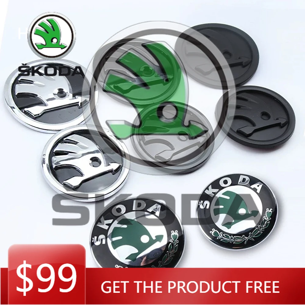 

Новые наклейки-эмблемы для автомобилей Skoda, 2 шт., 80 мм и 90 мм, для передней и задней части, на багажник, для Skoda Octavia 2, 3, A5, A7, Kodiaq, Fabia