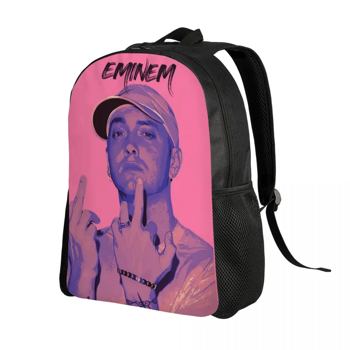 حقائب ظهر مخصصة لمغني الراب E-Eminem ملصق فني أمريكي مشهور لطلاب المدارس والكلية تناسب حقائب الكمبيوتر المحمول مقاس 15 بوصة