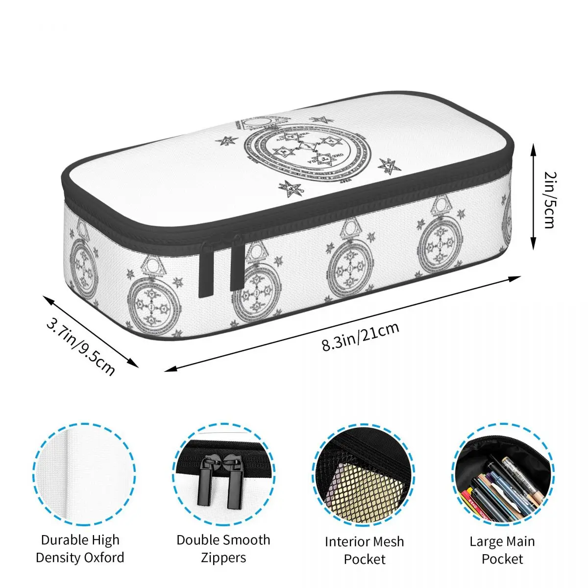 سليمان دائرة Goetia مقلمة سوداء N بيضاء لطلاب مدرسة صندوق القلم حقيبة أقلام رصاص لوازم مكتبية حقيبة حامل القلم