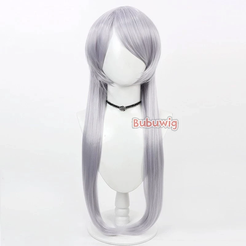 Bubuultraviolet Hakusan Yoshimitsu Cosplay Perruques, Cheveux Synthétiques, Touken Ranb Hakusan Yoshimitsu, Argent Gris, Perruque Cos, Degré de Chaleur, 70cm