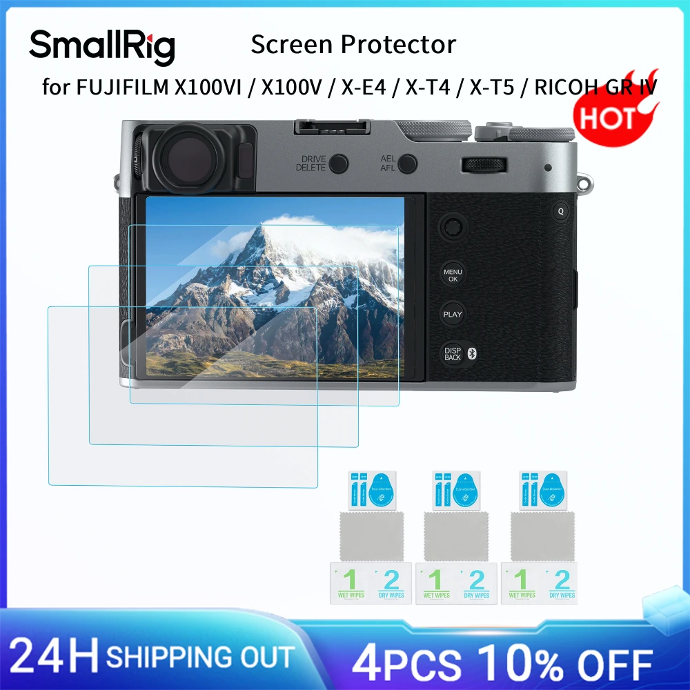 Image of SmallRig Displayschutzfolie für FUJIFILM X100VI / X100V / X-E4 / X-T4 / X-T5 / RICOH GR IV gehärtetes Glas wasserdicht Anti-Öl 5803