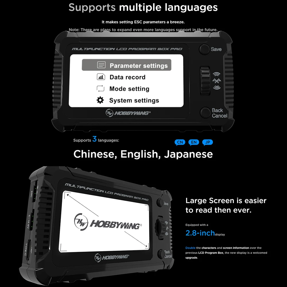 HobbyWing LCD Program Box Pro programming card is suitable for PLATINUM XERUN EZRUN Seaking Pro electrical tuning