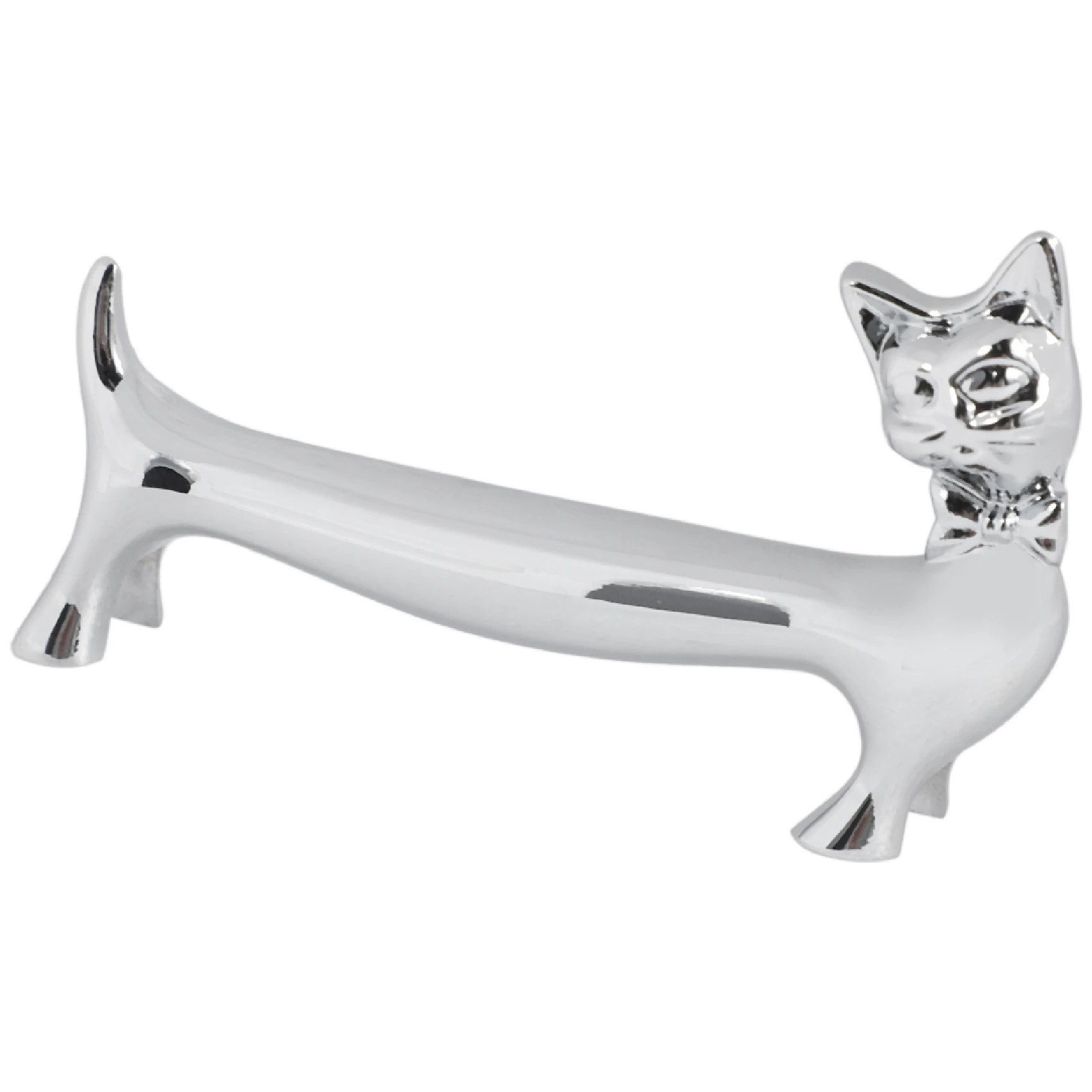 ABUN 5 Pcs Zinc Alloy Chopsticks Spoon Fork Knife Rest Rack, Silver Bow Tie Cat Tableware Holder, 6.5x4cm