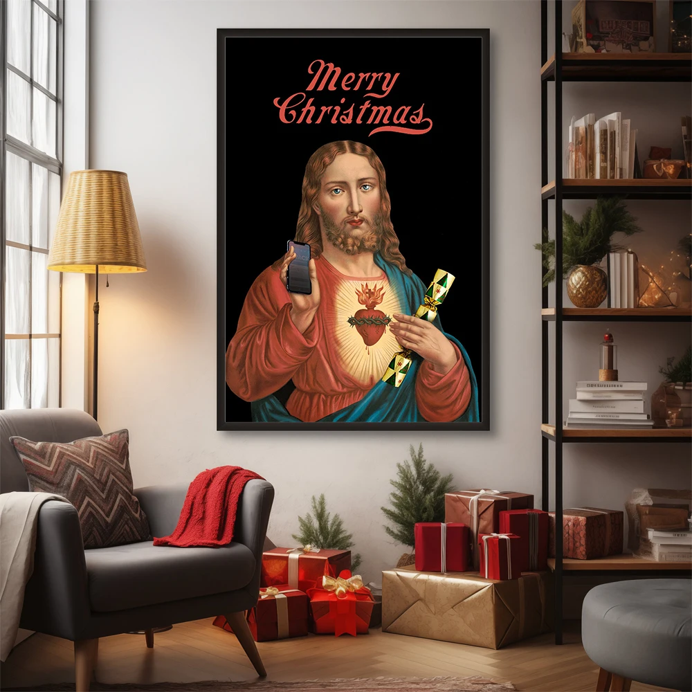Merry Christmas Posters Modern Xmas Art Prints Canvas Painting Wall Art Pictures Holiday Home Room Festive Christmas Decoration