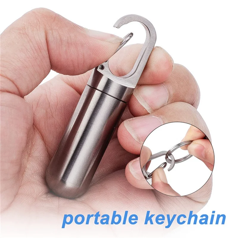 

Portable Mini Stainless Steel Sealed Capsule Waterproof Pill Box Camping Firstaid Pendant Travel Outdoor Pill Case-BAAX