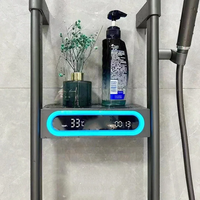 New Design Luxury Rainfall Shower System Bathroom Smart Digital Display Rotatable Pressurized Shower Head Rain Shower Faucet Set
