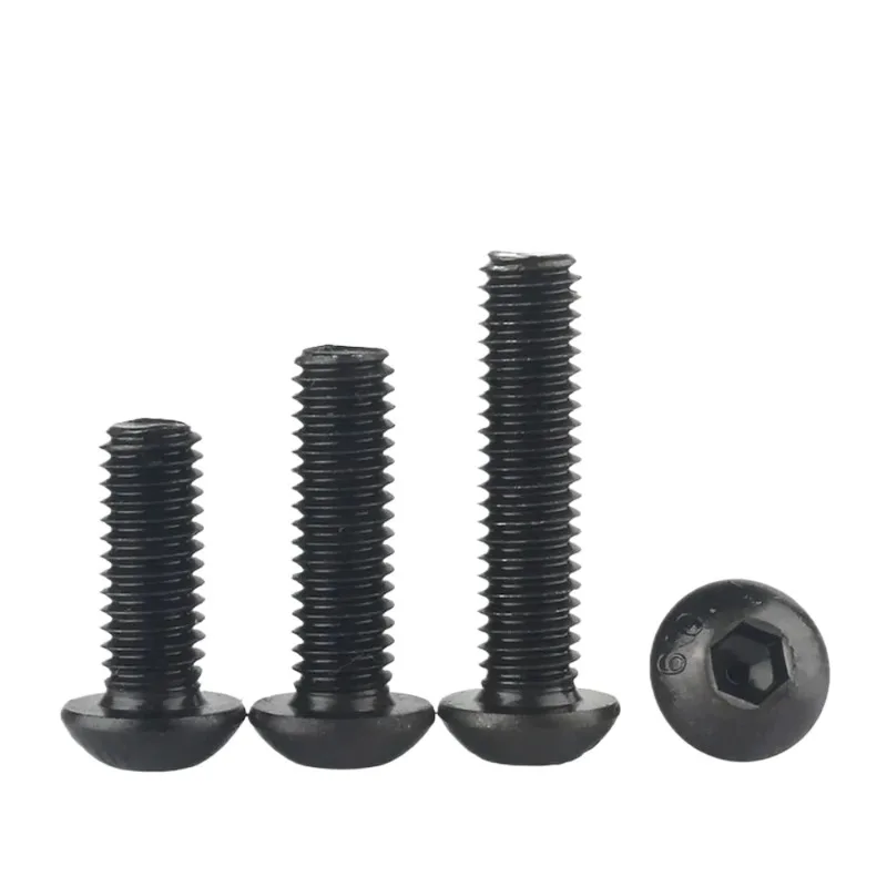 10/20/50pcs ISO7380 Allen Round Screw Bolt Black Grade10.9 M2 M2.5 M3 M4 M5 M6 Hex Hexagon Socket Button Head Screw for MTB