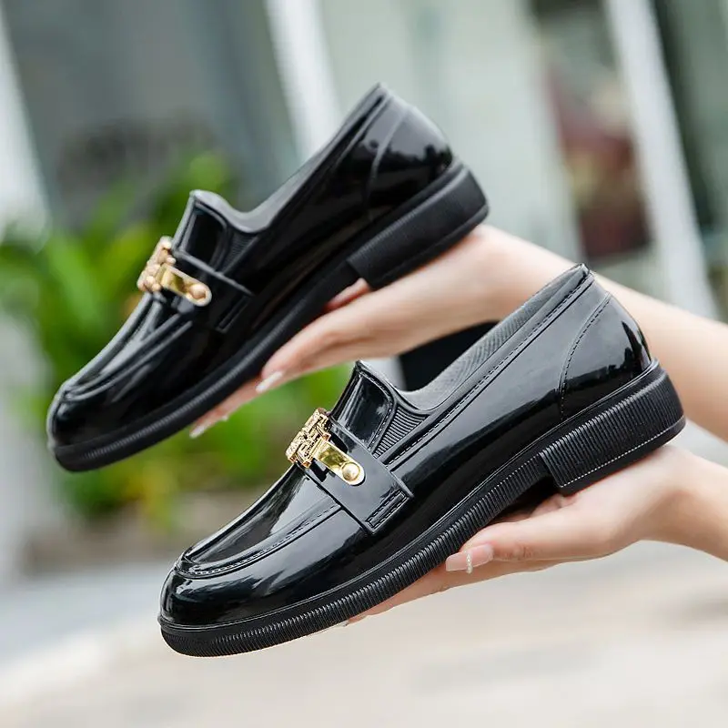 Women's Fashion Shallow Mouth Non-slip Rain Boots Summer Outdoor New Casual PVC Waterproof Boots Kitchen Work Shoes Size 36-40