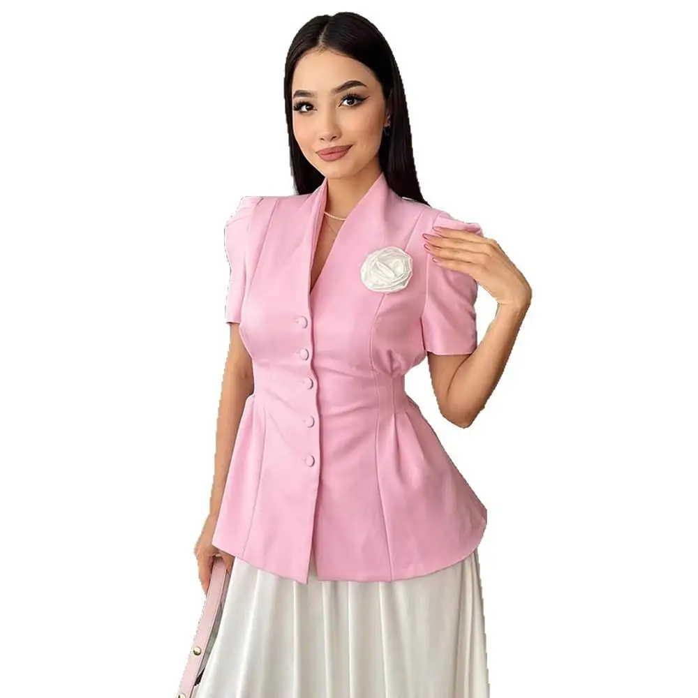 

Ele Pure Color ort Sve Костюм с 3D цветочным принтом на талии Jaet Женская модная художественная офисная одежда без железа