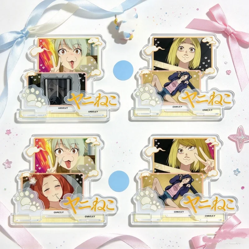 Anime Chainsmoker Cat 15CM Acrylic Figure Stand Model Plate Keychain Yaku Neko/Imoko/Kansai Neko/Kansai Neko/Landlord Gifts