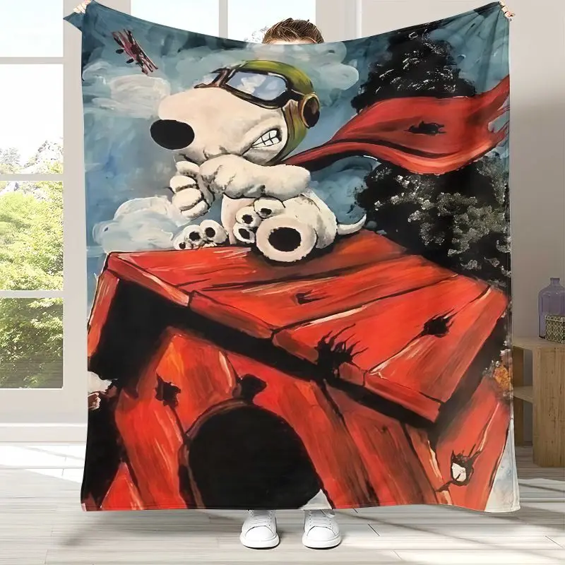 Kawaii S-Snoopys Dog Cartoon Soft Flannel Throw Blanket,Cozy Warm Blanket for Bed,Sofa,Living Room,Picnic,Home Decor,Gift Kids