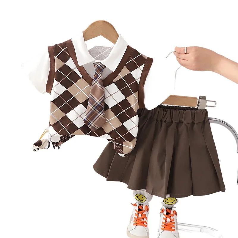 

Футболка с академической атмосферой для мальчиков и девочек + короткие штаны, комплект из 2 шт./компл., детские комплекты, новая детская летняя повседневная одежда, костюм для детей