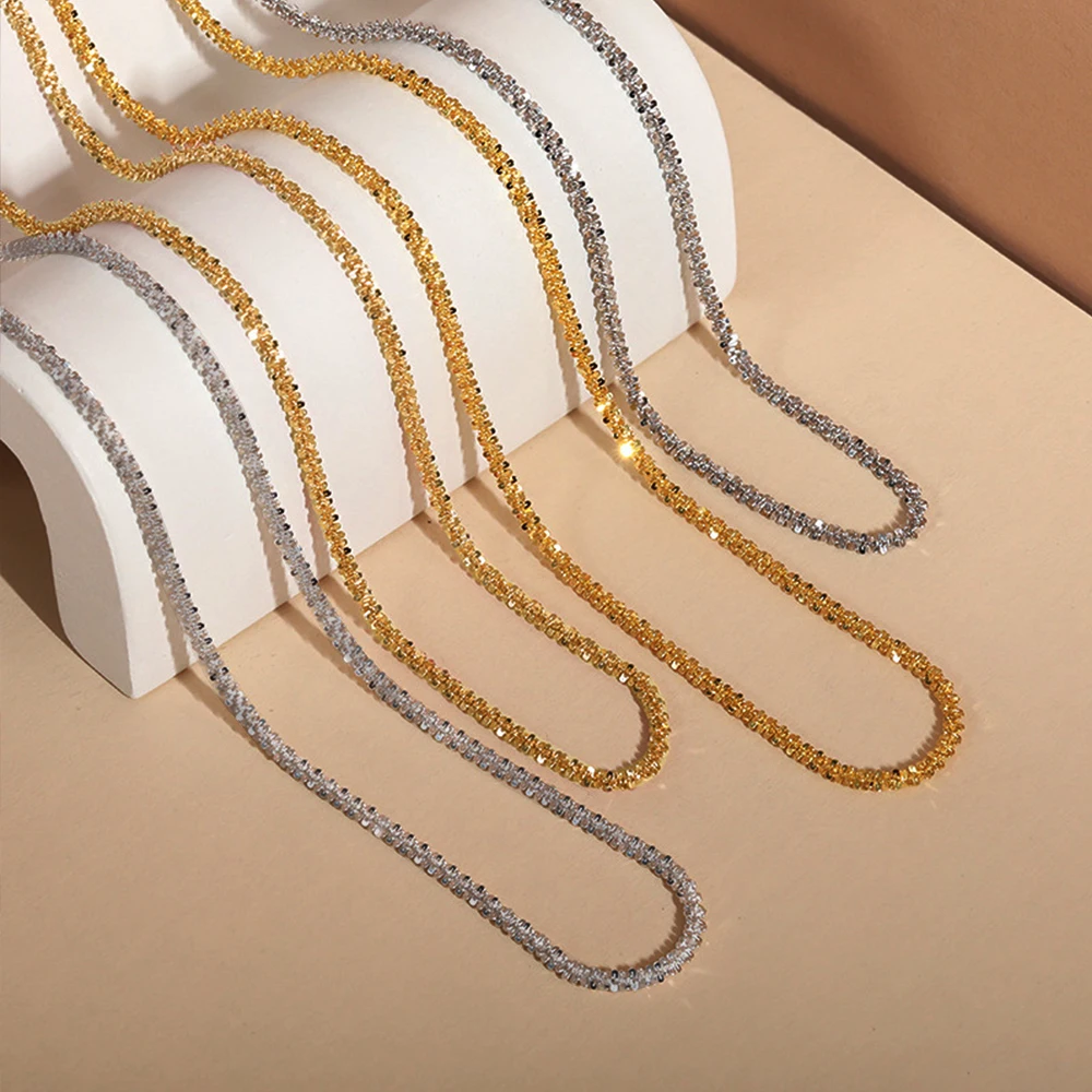 eManco New Popular Silver Colour Sparkling Clavicle Chain Choker Necklace For Women Fine Jewelry Wedding Party Gift