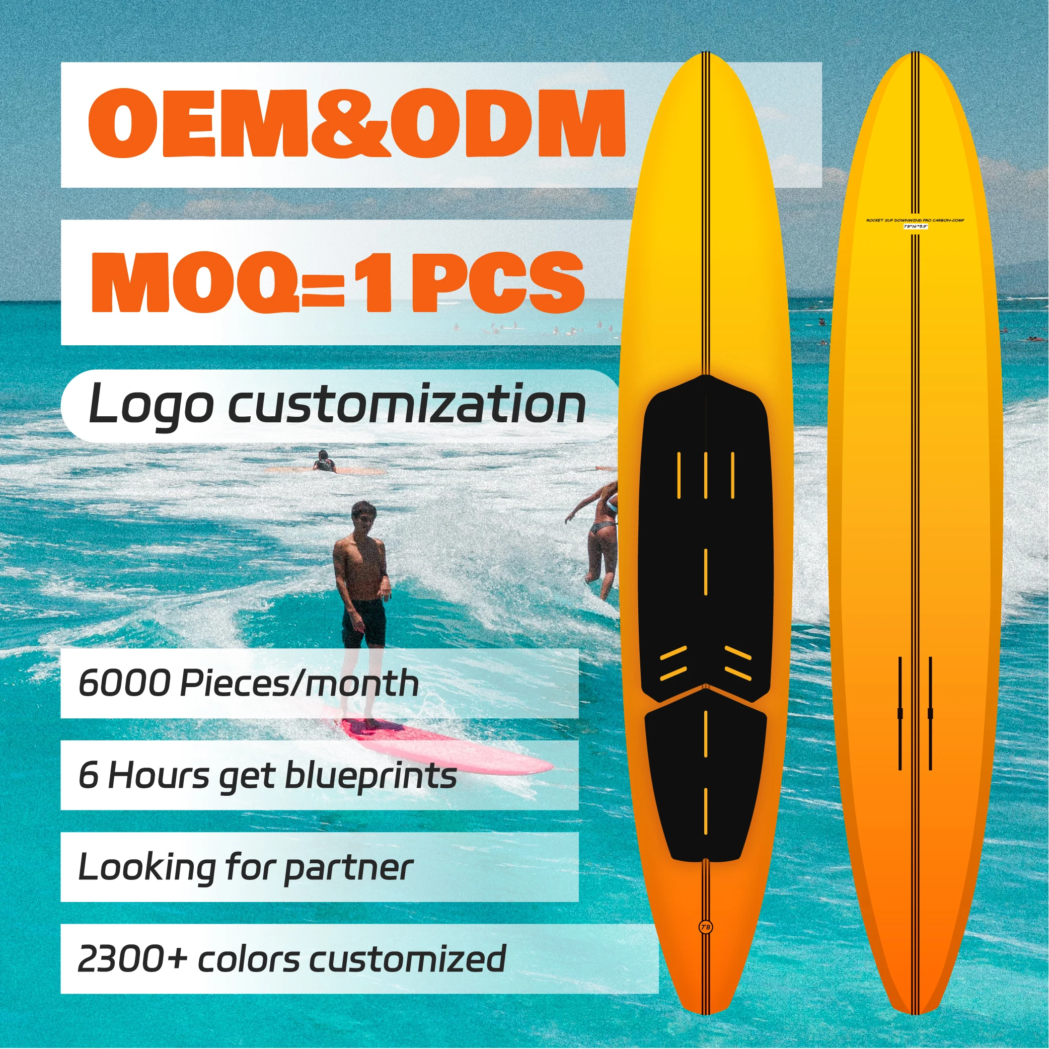 2026 ODM/OEM High-Performance Carbon Fiber Hydrofoil Foil Board Rocket Surfboard For Ocean Waters Sports Without Motor