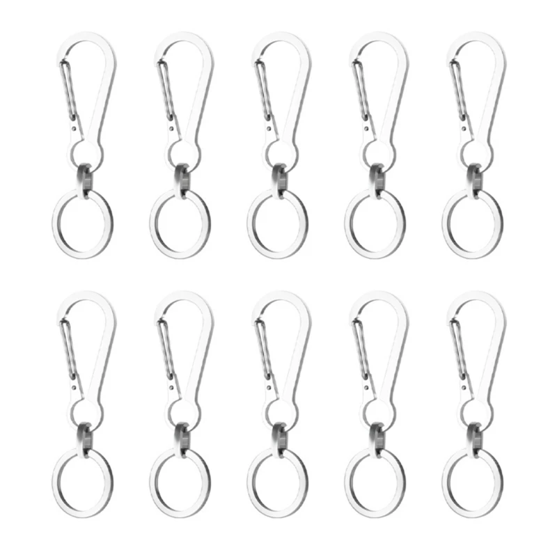 10Pcs Outdoor Stainless Steels Keychain Carabiner Keychain Clip Quick Release Key Holder Organizers Gift for Men Women