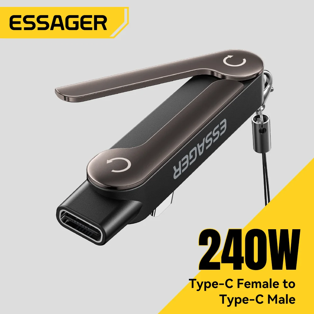 Essager USB C to Type C OTG Adapter Foldable Adapter 240W Fast Charge Converter Multifunction Phone Charge Bracket for iPhone