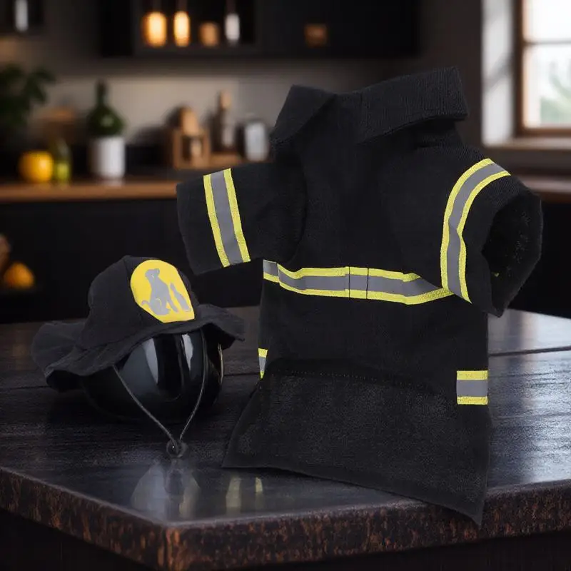 

1 set Pet Firefighter Uniform Costume Set Soft Comfortable Dog Cat Clothing For Party Performance Warm Coat, Firefighter Shape